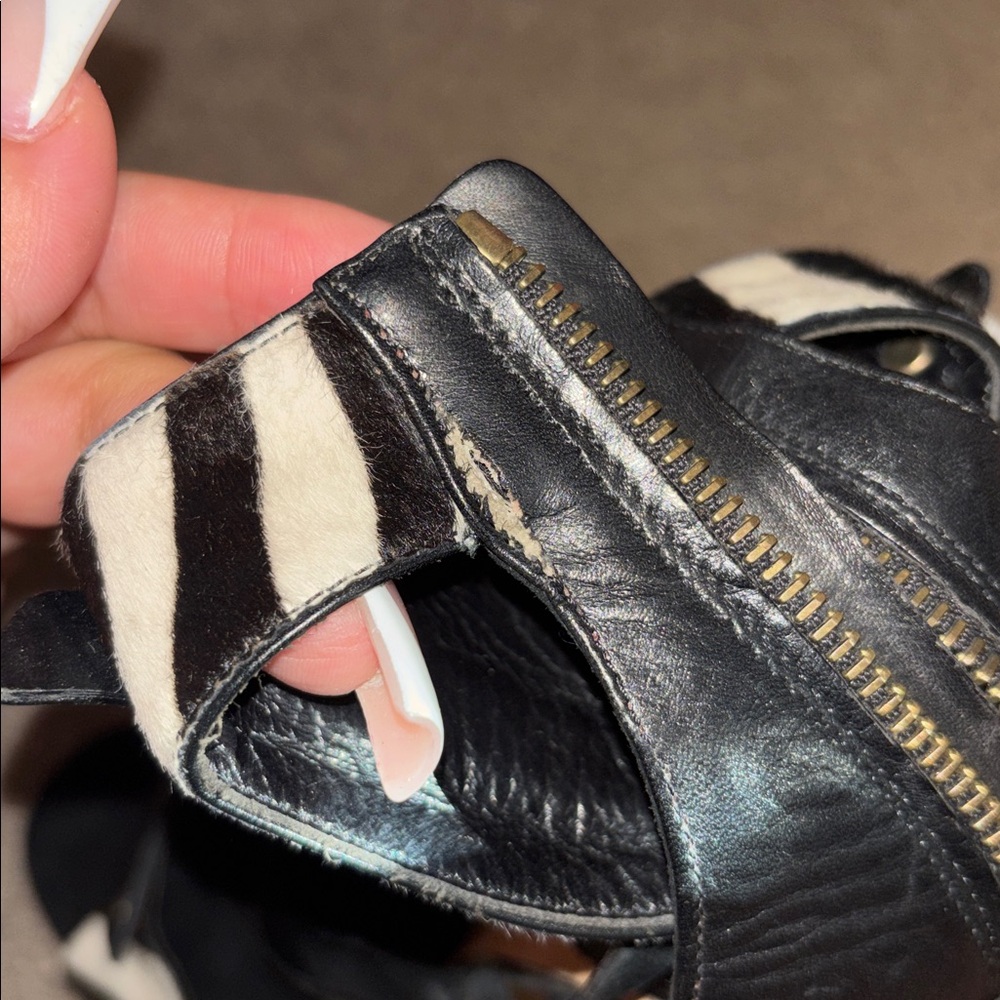 Jimmy Choo Black and White Strappy Zebra-Print Heels - Picture 4 of 5